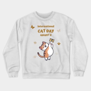 cat tama cute black cat love Crewneck Sweatshirt